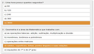 Quiz de matemática