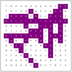 Caça-palavras, Palavras de matemática, Palavras difíceis